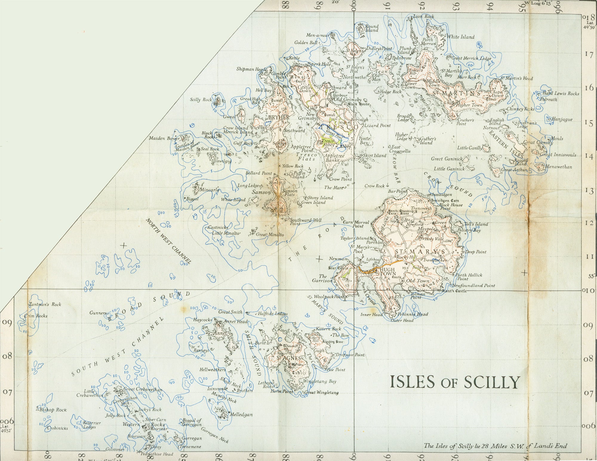 A map of the Isles of Scilly, 1946