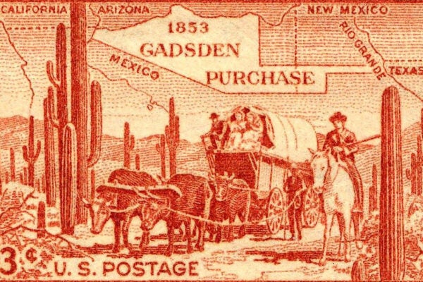 Image of U.S. commemorative stamp fir the Gadsden Purchase