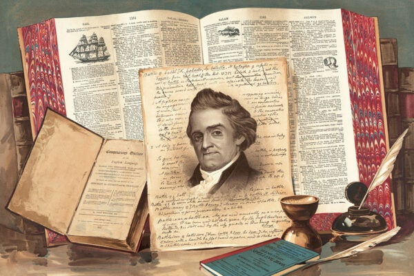 "Noah Webster, The Schoolmaster of the Republic," print by Root & Tinker, 1886