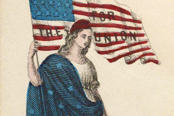 Design shows female with flag with "for the Union"