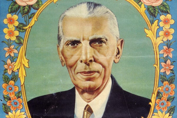 A drawn portrait of Muhammad Ali Jinnah