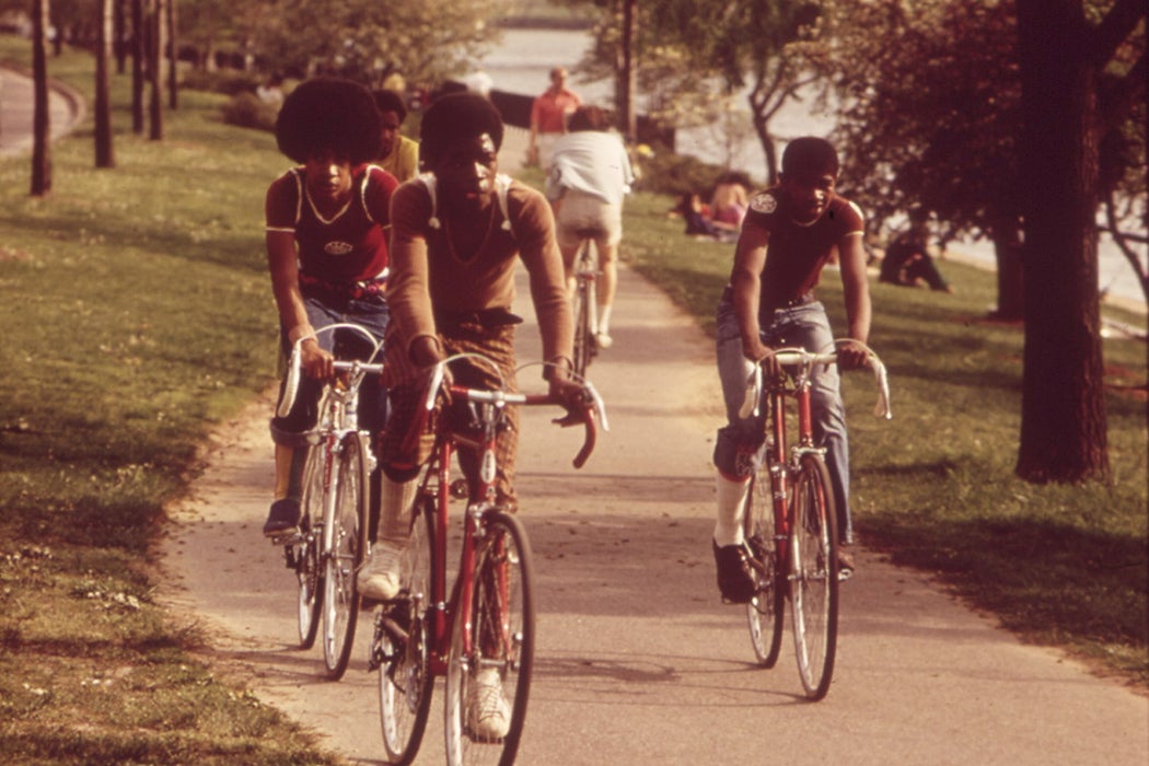 Bicycling along the Potomac River, 1973