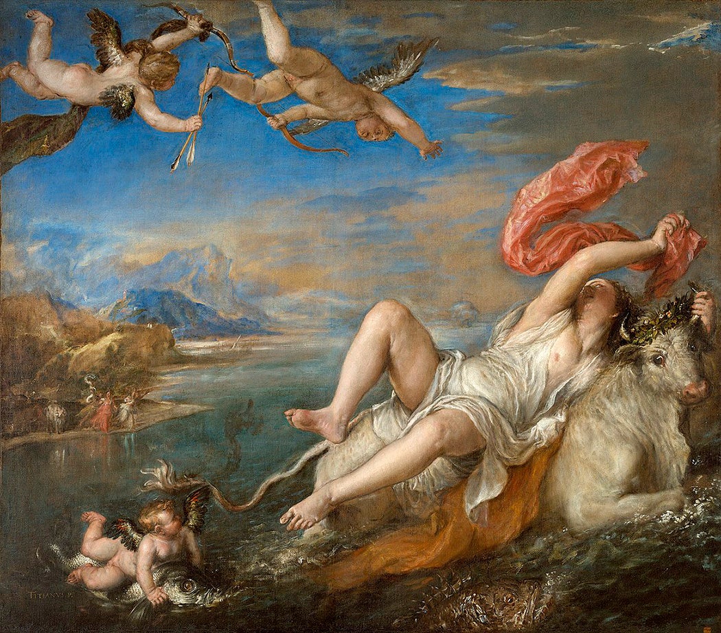 Titian (Tiziano Vecelli), Italian, ca. 1490-1576. Rape of Europa. oil/canvas, ca. 1559-1562. 