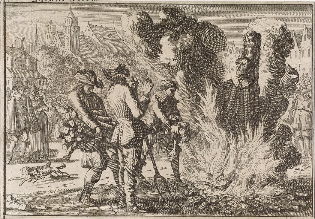 Urbain Grandier burned alive for witchcraft in Loudun, 1634