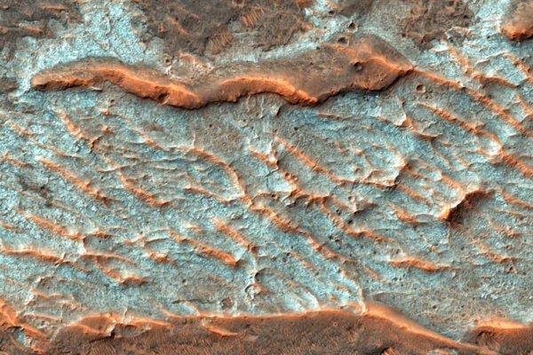 Satellite image of salt deposits on Mars