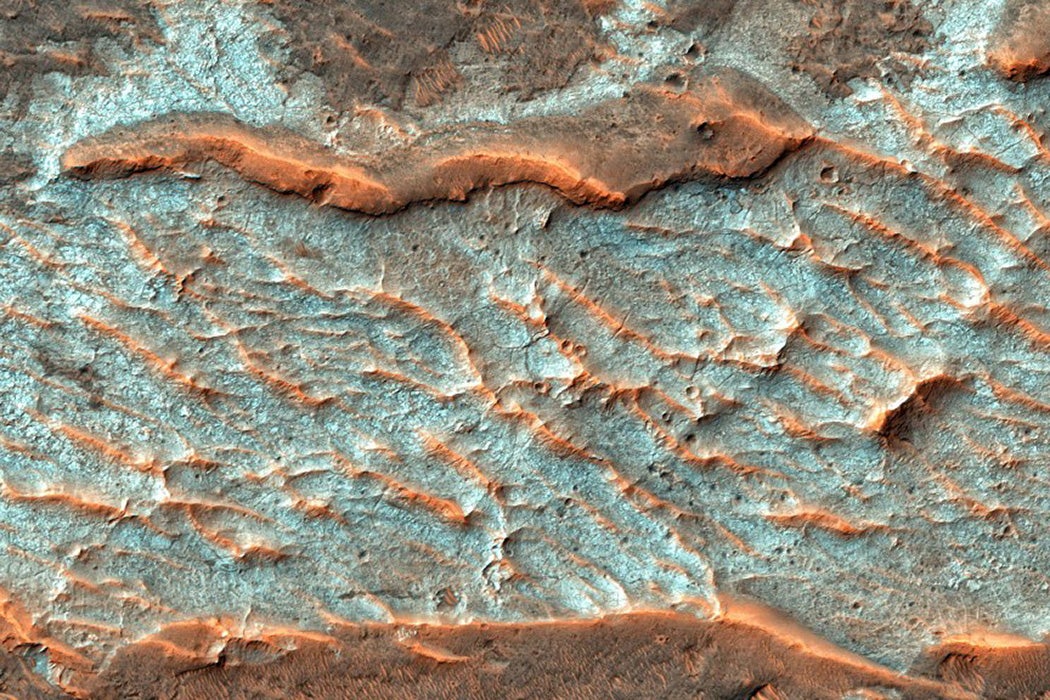 Satellite image of salt deposits on Mars