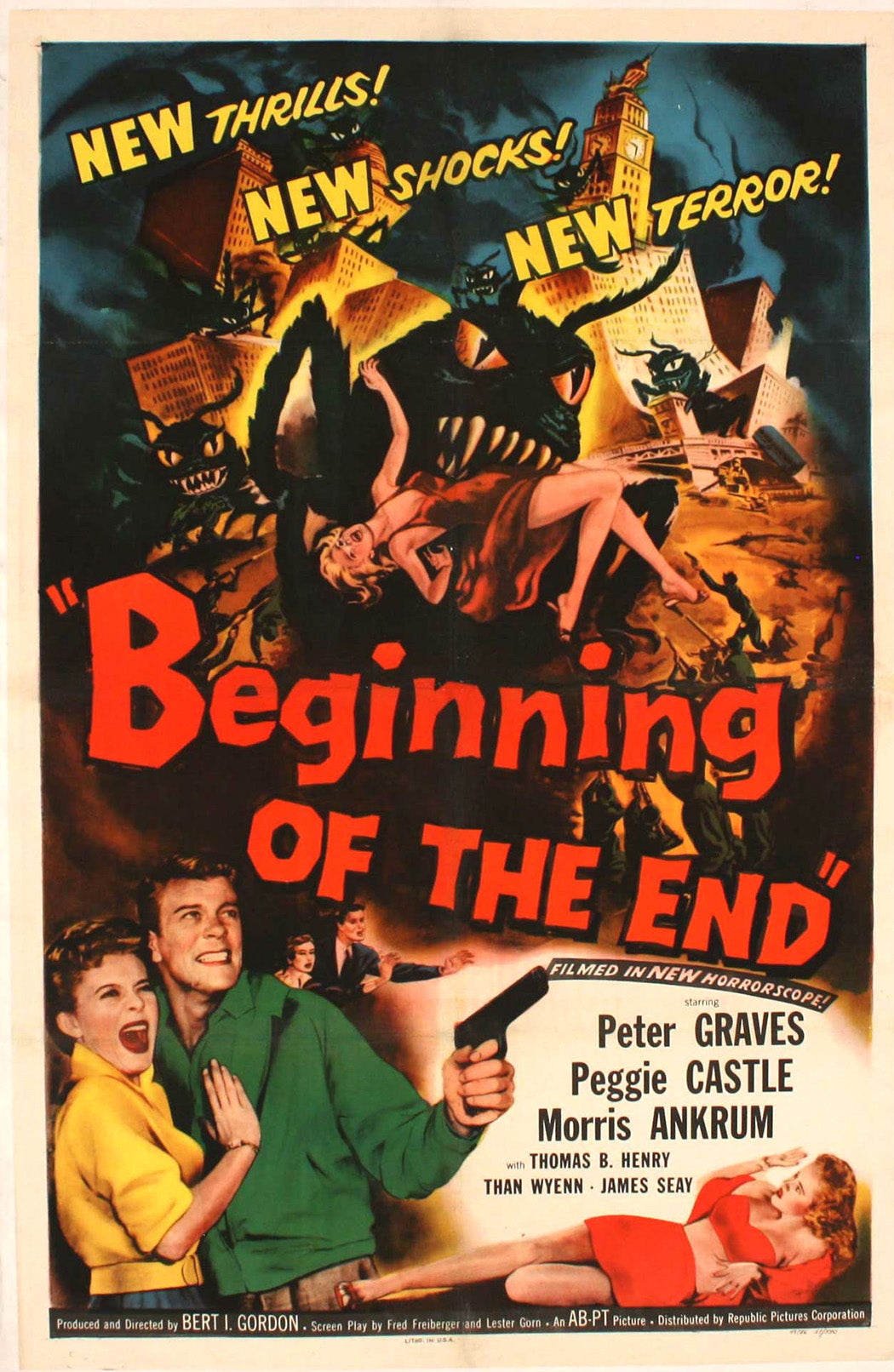 A movie poster for Beginning of the End, 1957