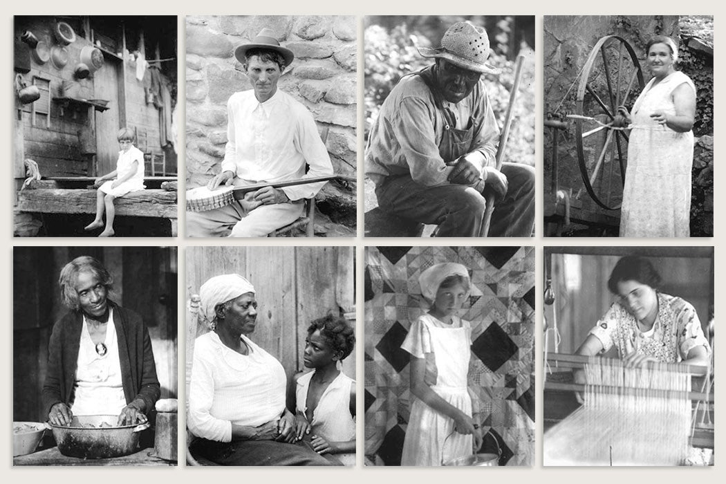 A collage of photographs by Doris Ulmann
