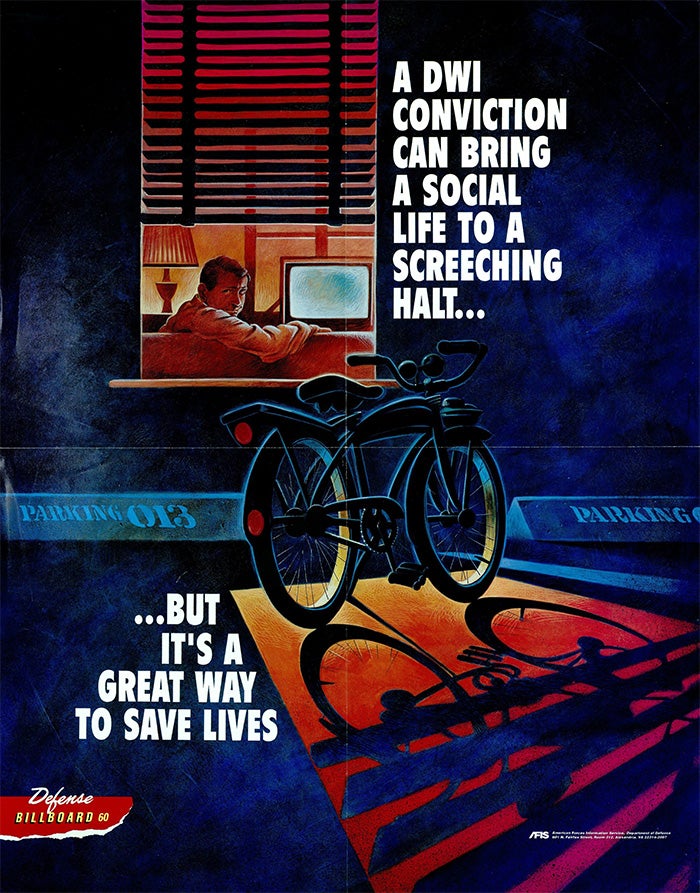 Poster: "A DWI Conviction Can Bring a Social Life to a Screeching Halt...But It's a Great Way to Save Lives" 