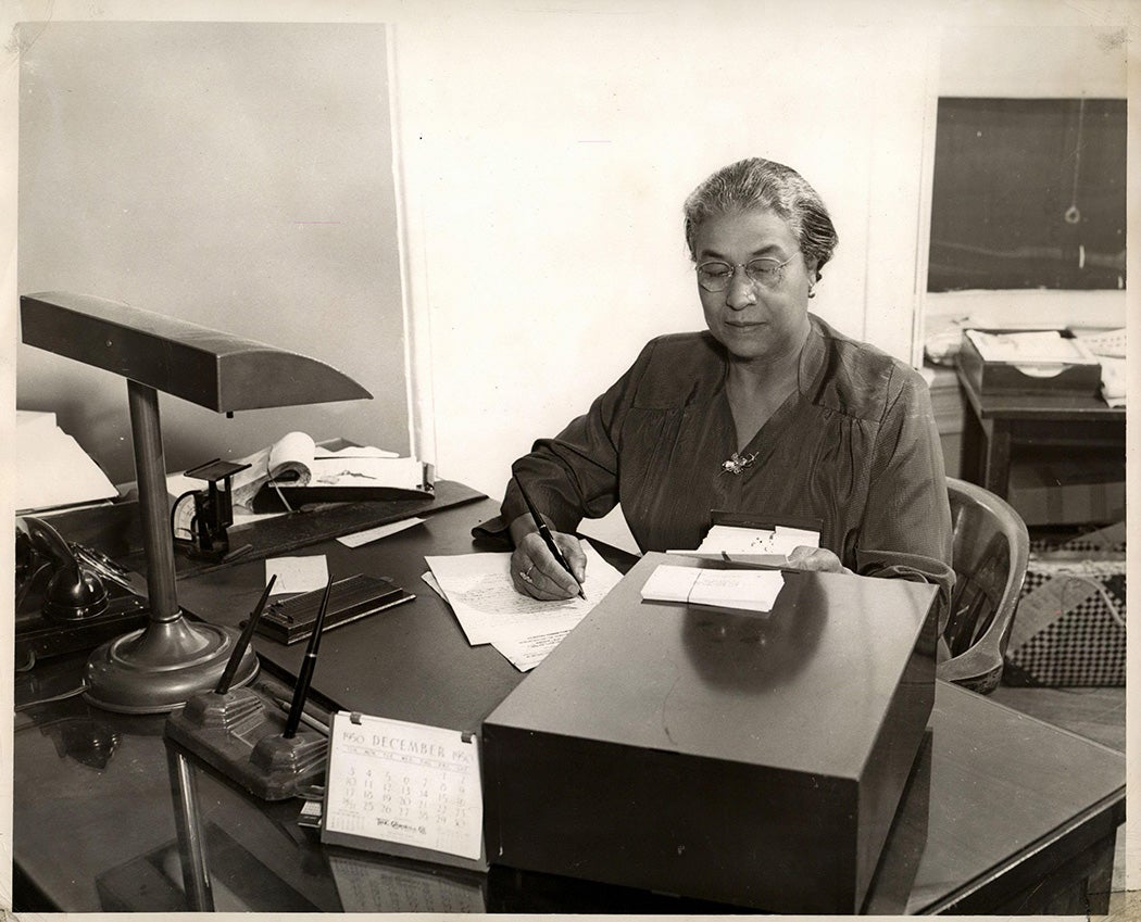 Ella P. Stewart at her desk during her time as president of the National Association of Colored Women.