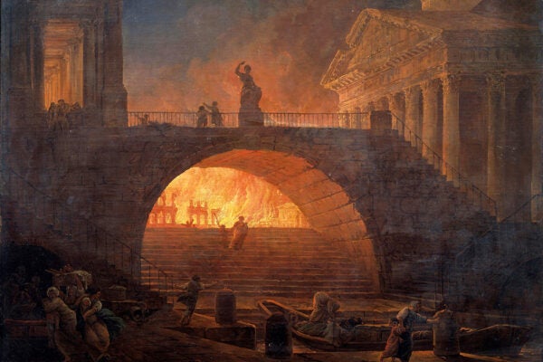 The Fire of Rome, 18 July 64 AD by Hubert Robert , 1785