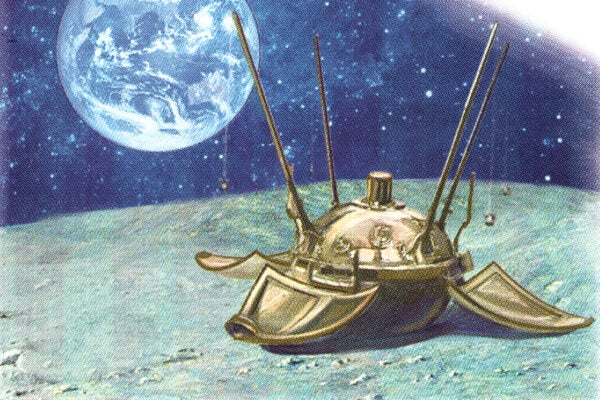Illustration from a Russian postal card of Luna 9