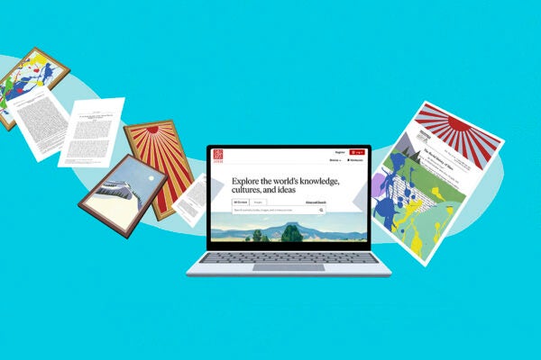 A computer set to the JSTOR homepage