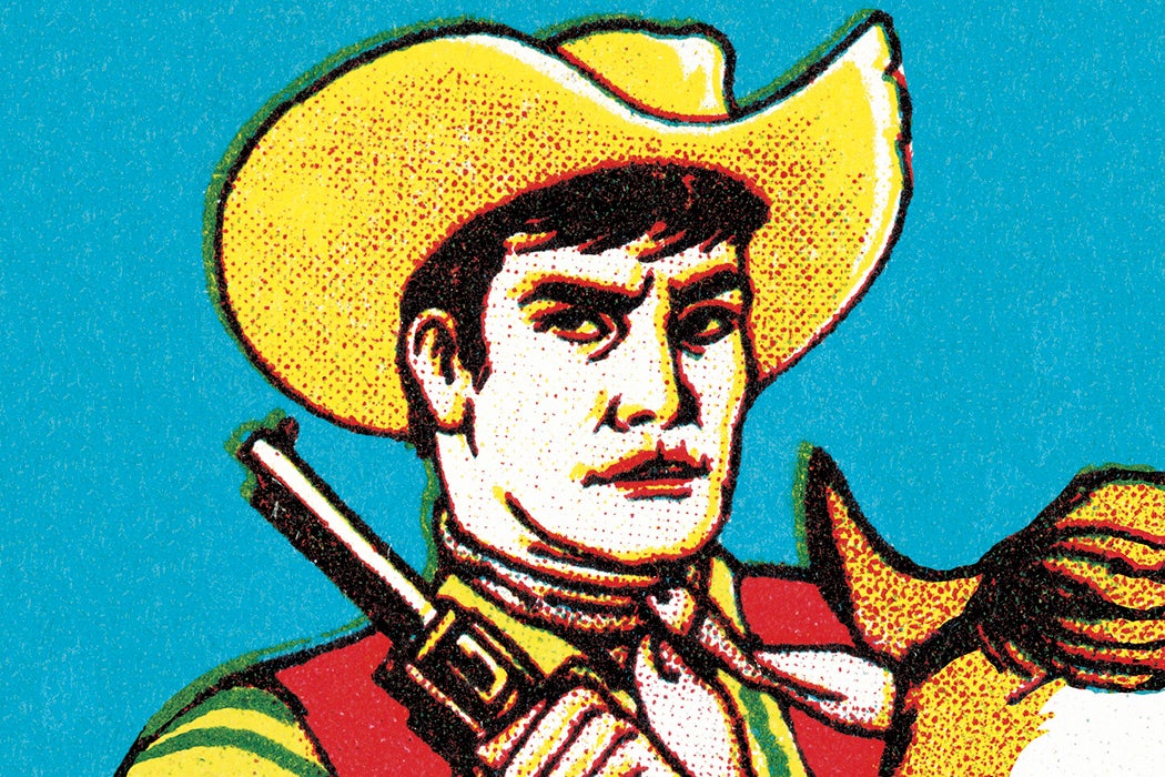 An illustration of a cowboy with a serious expression