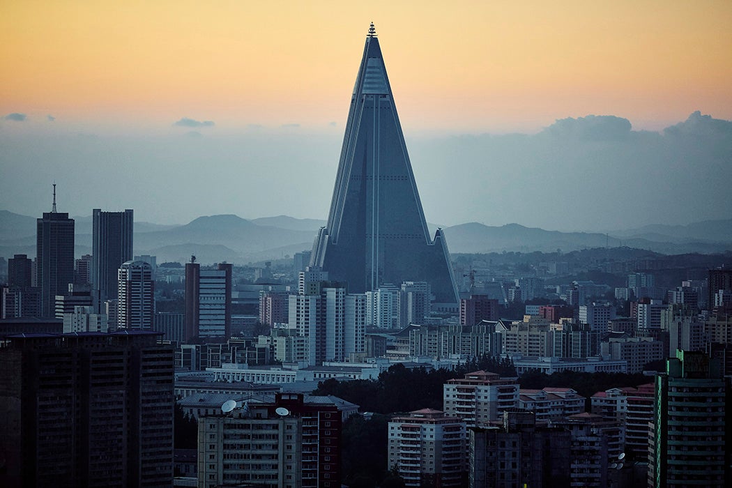 The Ryugyong Hotel in Pyongyang.