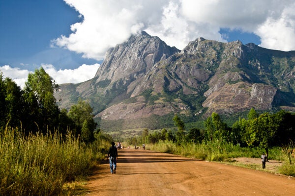 The road to Mount Mulanje in southern Malawi