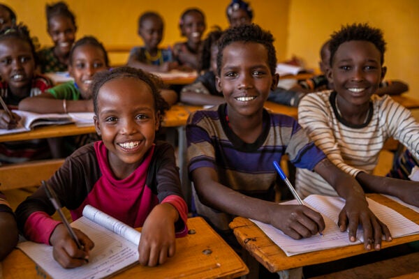 African children during English class in southern Ethiopia