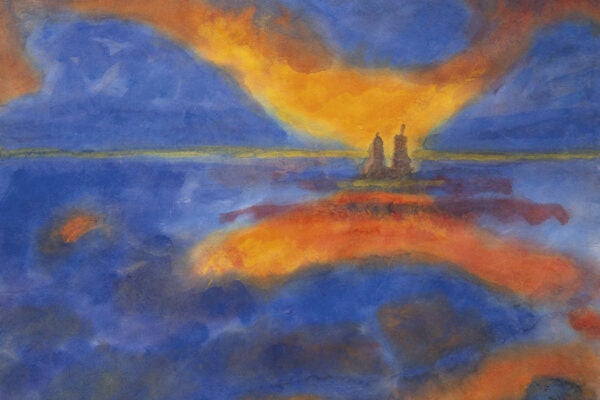 Emil Nolde, Red Clouds, watercolour on handmade paper, 34.5 x 44.7 cm.