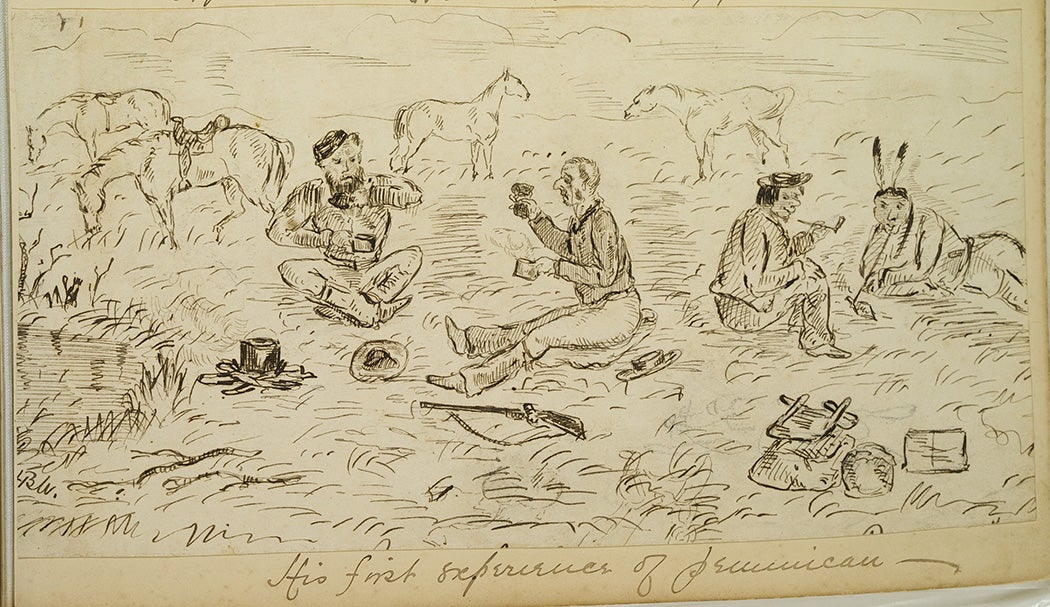 His first experience of pemmican. By Harry Bullock-Webster, ca. 1874.