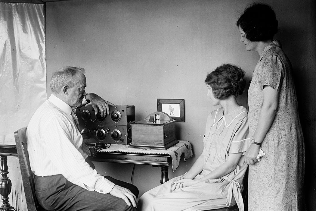 A demonstration of Radiovision in Charles Francis Jenkins’ laboratory in Washington, D.C., 1925
