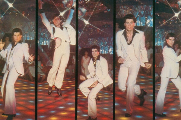 John Travolta movie art for the film 'Saturday Night Fever', 1977. (Photo by Paramount/Getty Images)