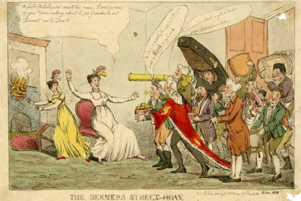 A caricature of the Berners Street Hoax by William Heath, 1810