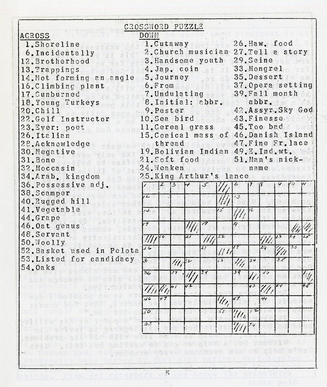 A crossword puzzle From Volume 9, Issue 12 of Hill Top Crier, published in 1965.