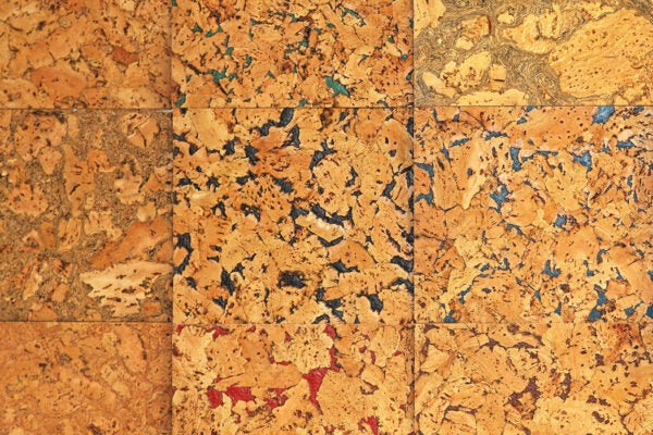 Decorative tiles made from natural cork material