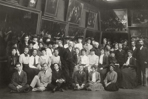 William Merritt Chase with Parsons School of Design students