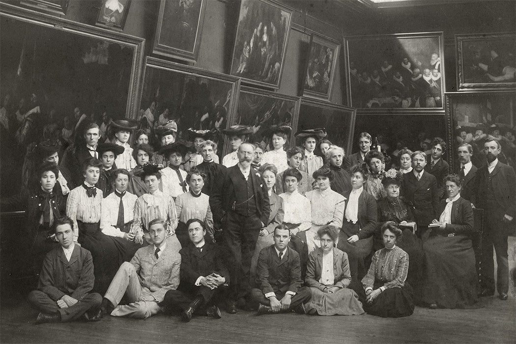 William Merritt Chase with Parsons School of Design students