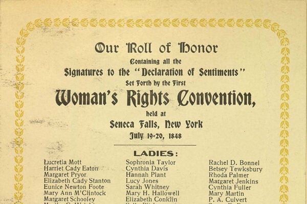 Copy of the signature page of the Declaration of Sentiments, 1848