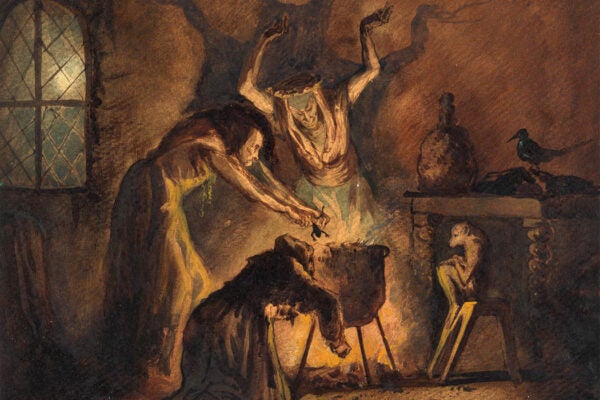 Scene of Three Witches from Shakespeare's Macbeth by George Cattermole, 1840