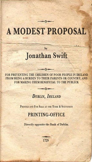 The cover page of A Modest Proposal