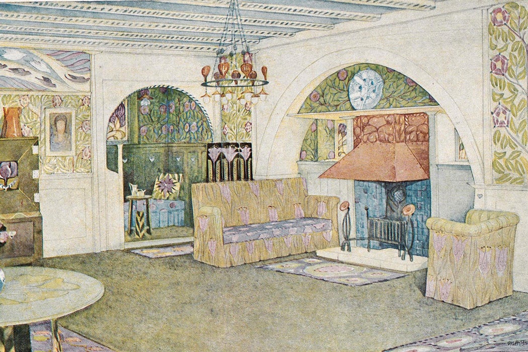 Illustration of a reception room by M. H. Baillie Scott, 1904