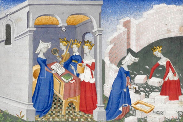 An illustration from Christine de Pizan's The Book of the City of Ladies, 1405