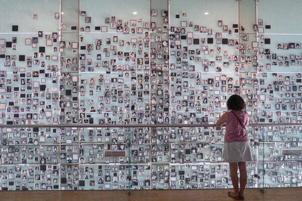Portraits of victims at the Museum of Memory and Human Rights in Santiago, Chile