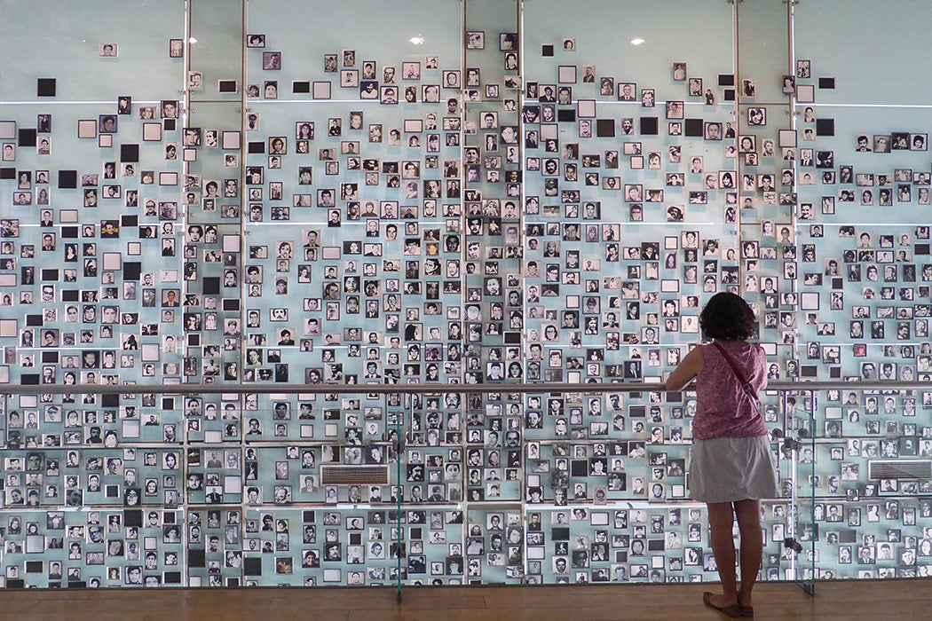 Portraits of victims at the Museum of Memory and Human Rights in Santiago, Chile