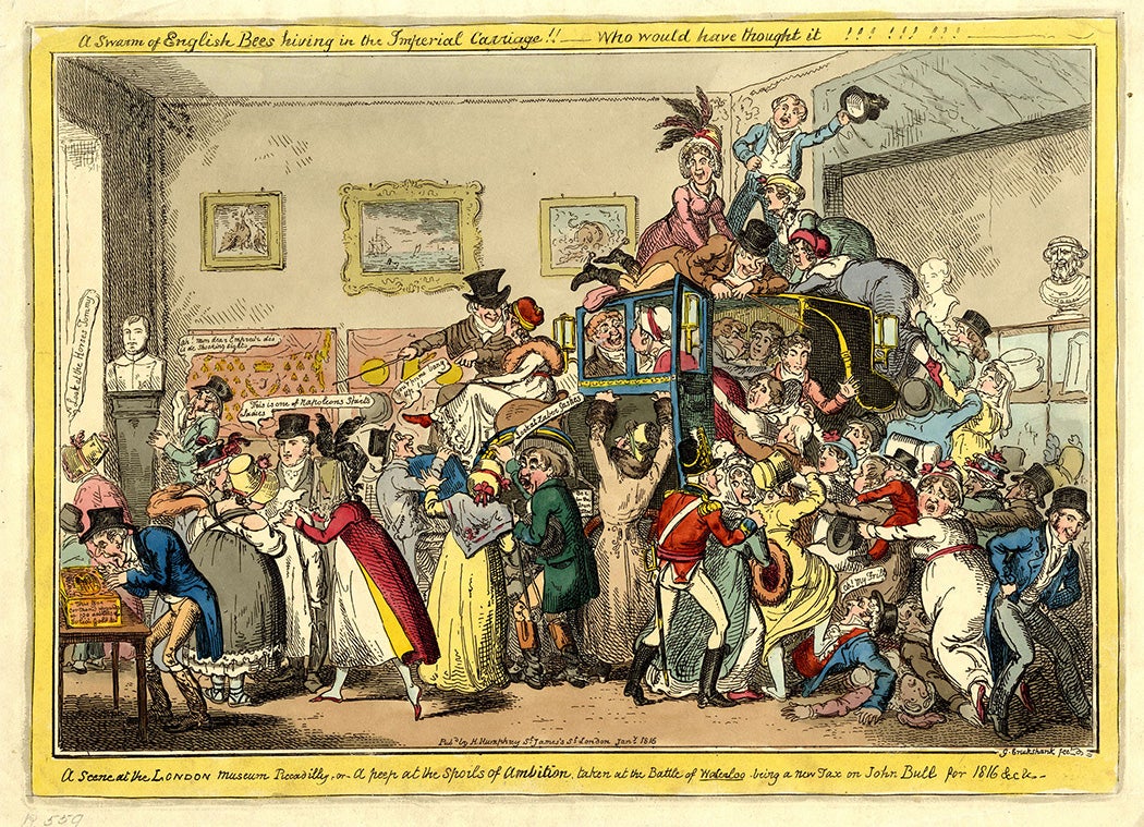 A scene at the London Museum Piccadilly,-or- A peep at the spoils of ambition, taken at the battle of Waterloo- being a new tax on John Bull for 1816 &c &c.