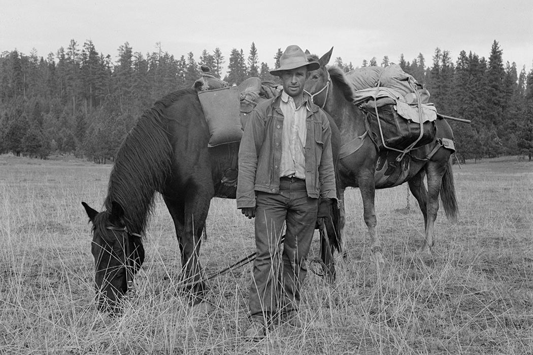 Basque sheep herder in Adams County, Idaho, photographed by Dorothea Lange, 1939