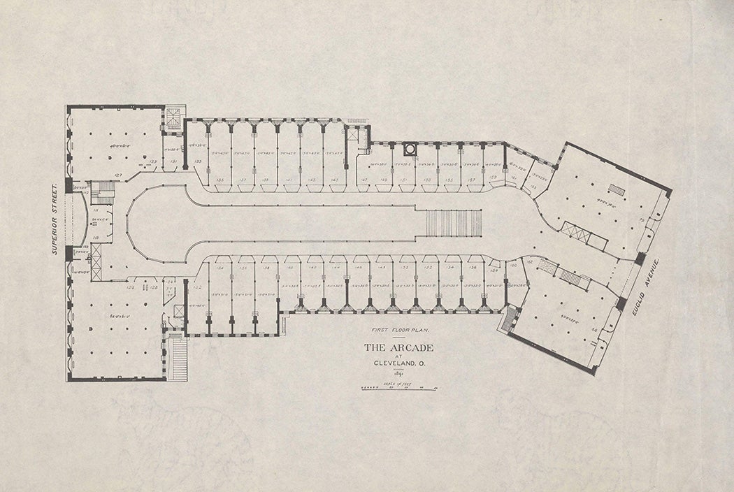 Cleveland Arcade Architectural Drawings, designed by architect John Eisenmann and George Horatio Smith