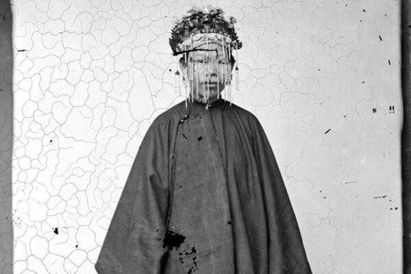 A bride in Guangzhou, China, photographed by by John Thomson,1869.
