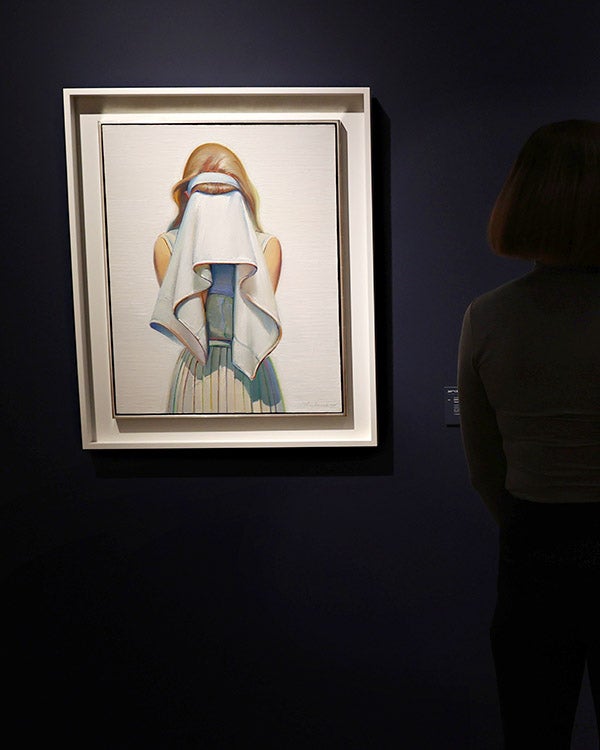 “Toweling Off” by Wayne Thiebaud on display during a preview of the 20th Century Evening Sale at Christie's on May 07, 2021 in New York City. Getty