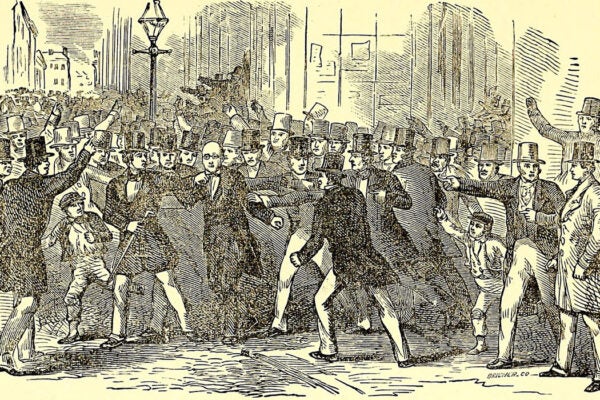 Abolitionist William Lloyd Garrison nearly being lynched in October 1835
