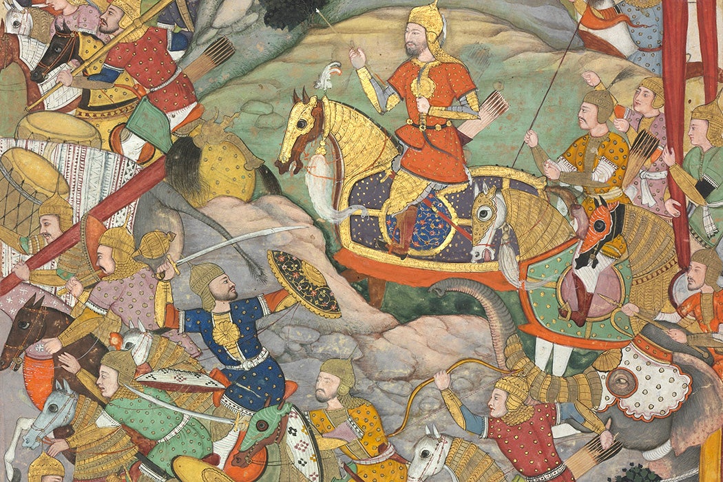 Mughal ruler Humayun defeating the Afghans before reconquering India, folio from an Akbar-nama (Book of Akbar) of Abu’l Fazl, ca. 1590