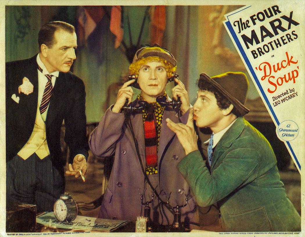 Lobby card for Duck Soup, 1933 via Wikimedia Commons