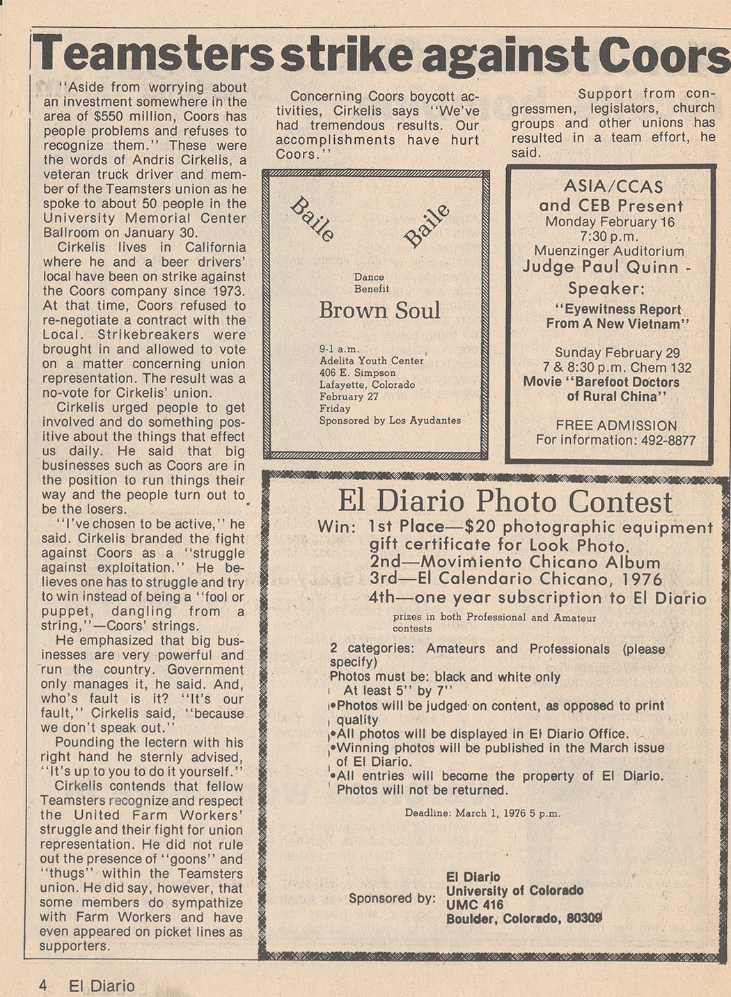 A story from El Diario de la Gente about the Teamsters strike against Coors.