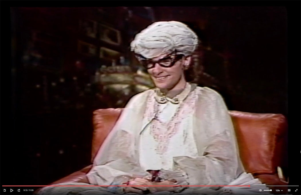 Still from a video interview on The Tomorrow Show with Tom Snyder. Click on the image to watch the video.