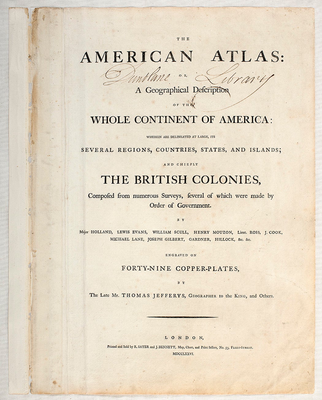 Title page of Thomas Jefferys' and Samuel Holland's American Atlas (1776).