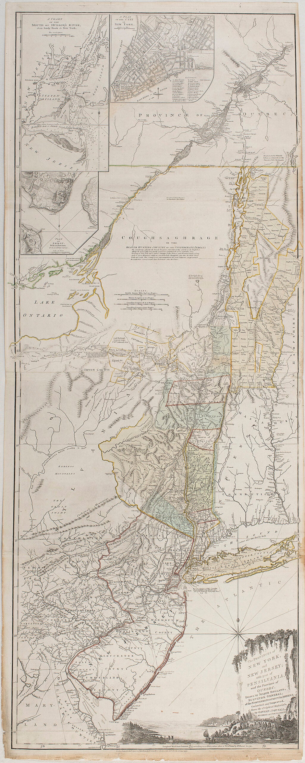 The Provinces of New York and New Jersey, with part of Pensilvania, and the Province of Quebec.