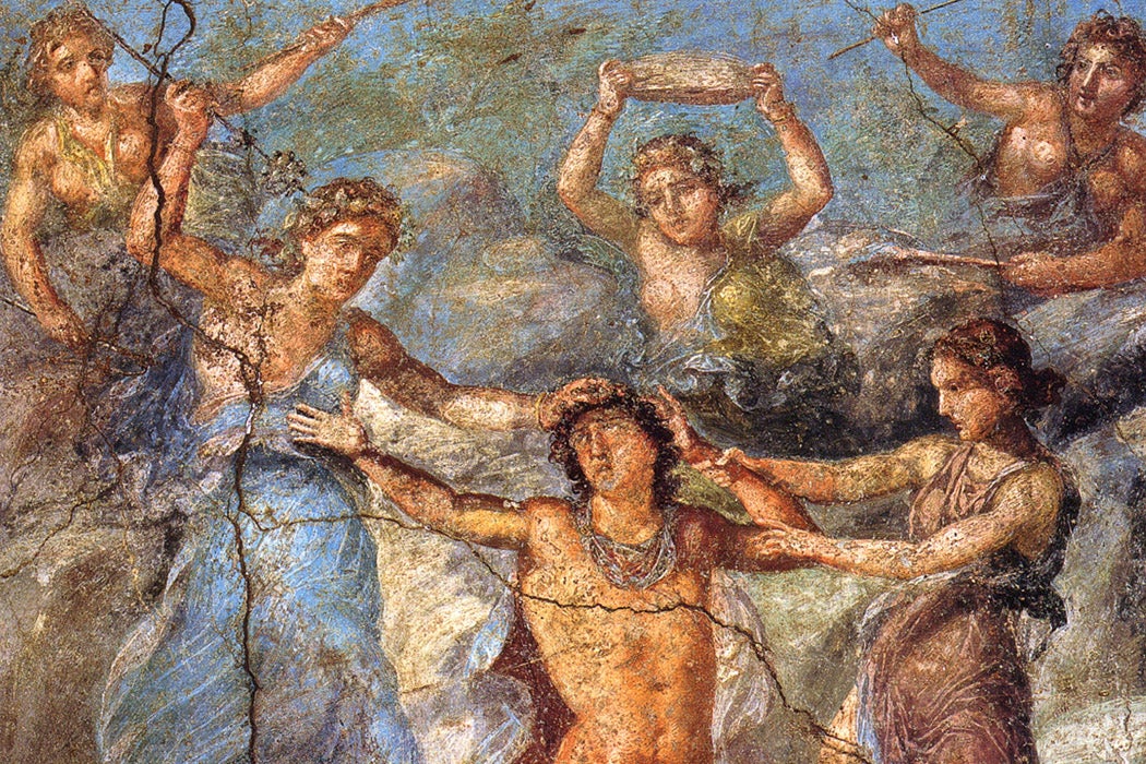 Pentheus being torn by maenads, from a Roman fresco in Pompeii.